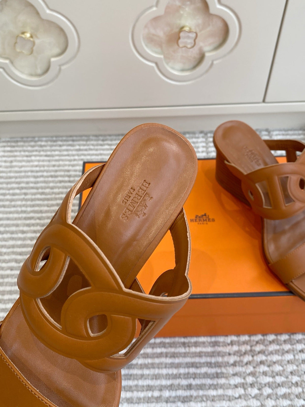 HM Lipari Sandal 7cm Tan Leather 776545