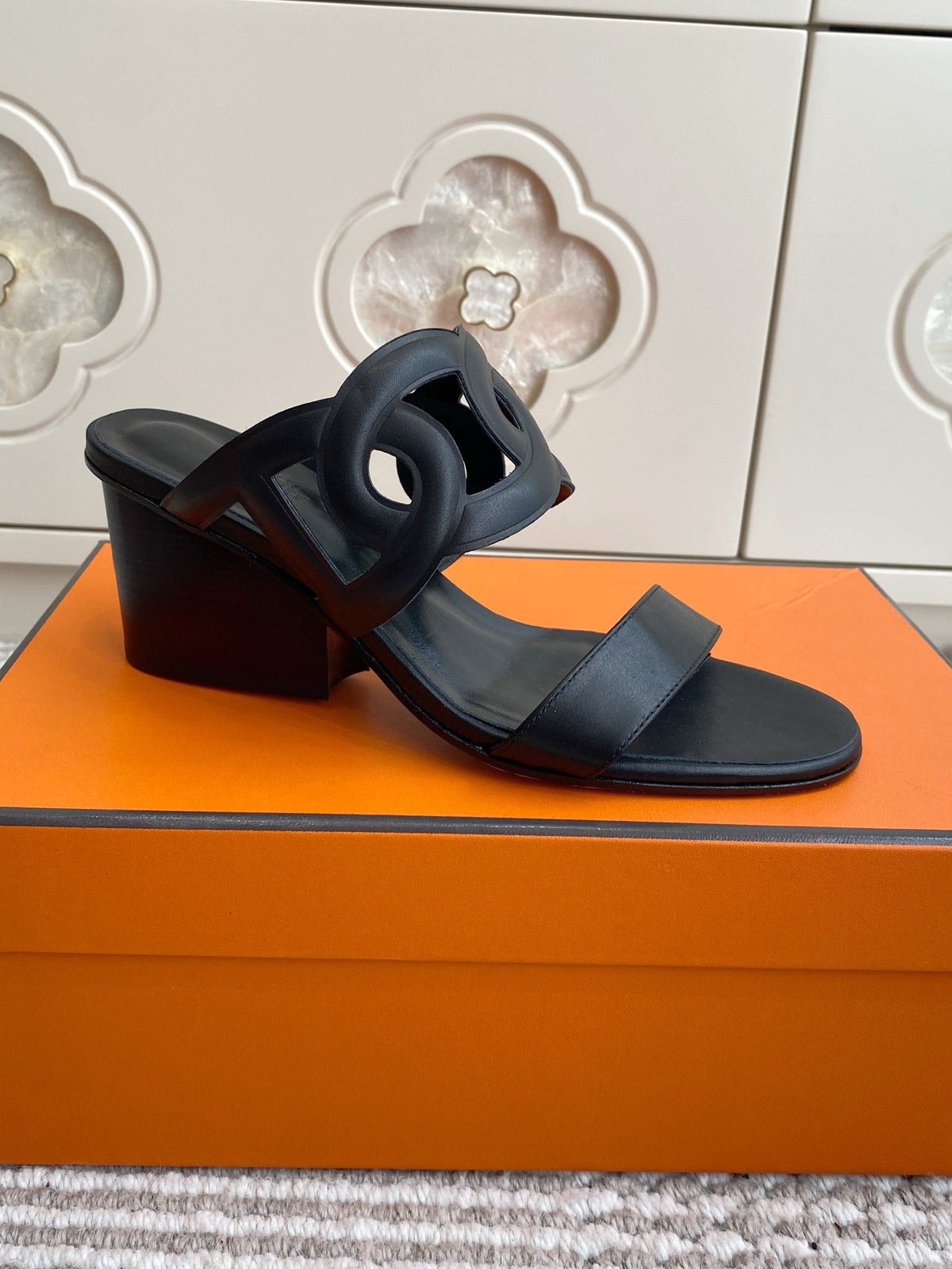 HM Lipari Sandal 7cm Black Leather 776547