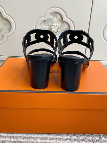 HM Lipari Sandal 7cm Black Leather 776547