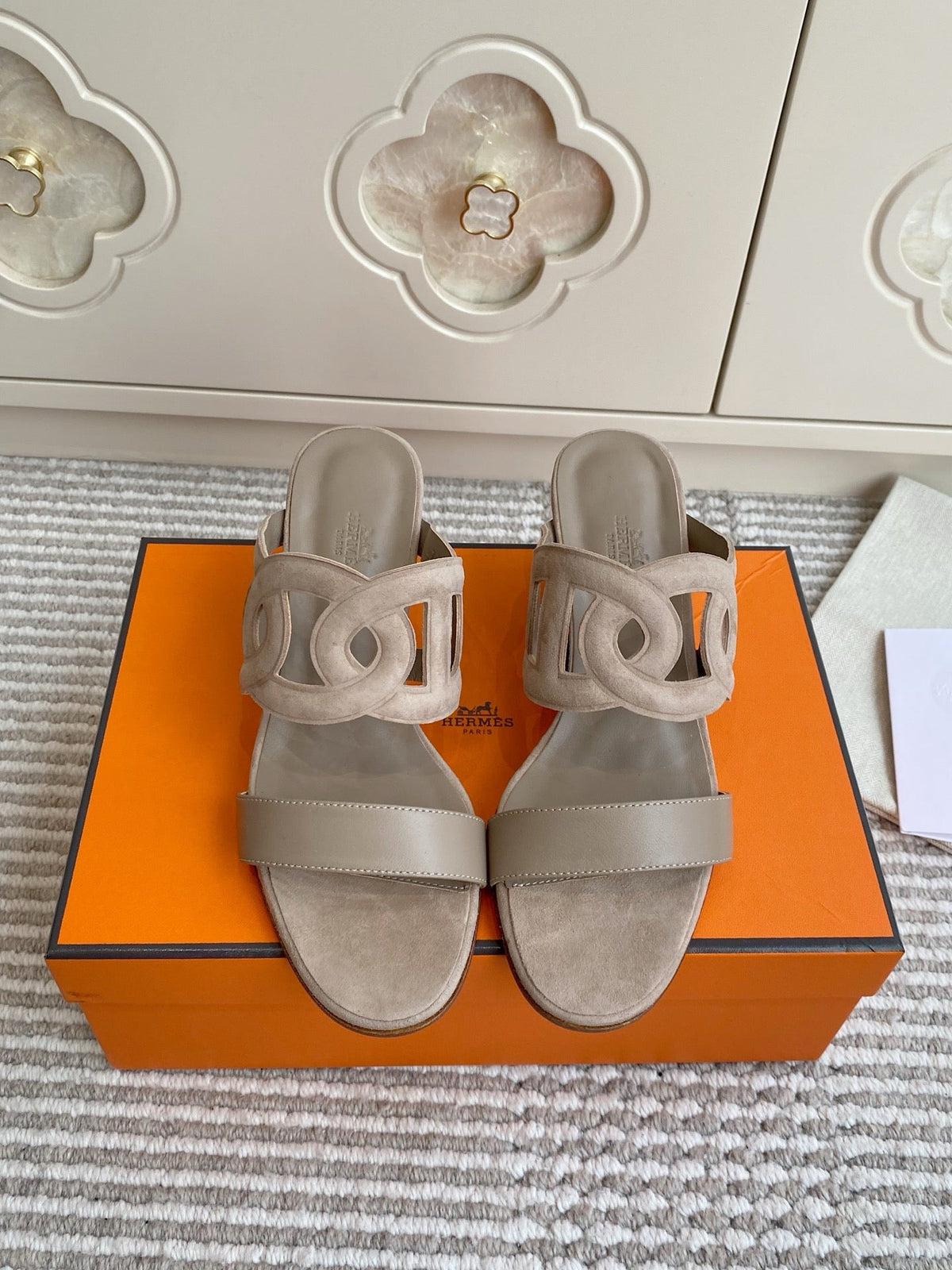 HM Lipari Sandal 7cm Taupe Suede 776543