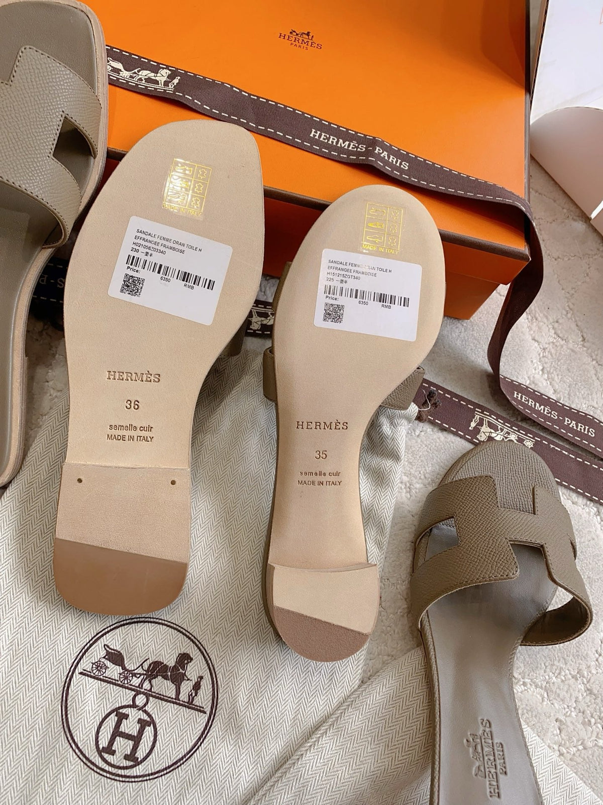 HM 26s Oran Sandal Light Taupe Espom Goatskin 724271