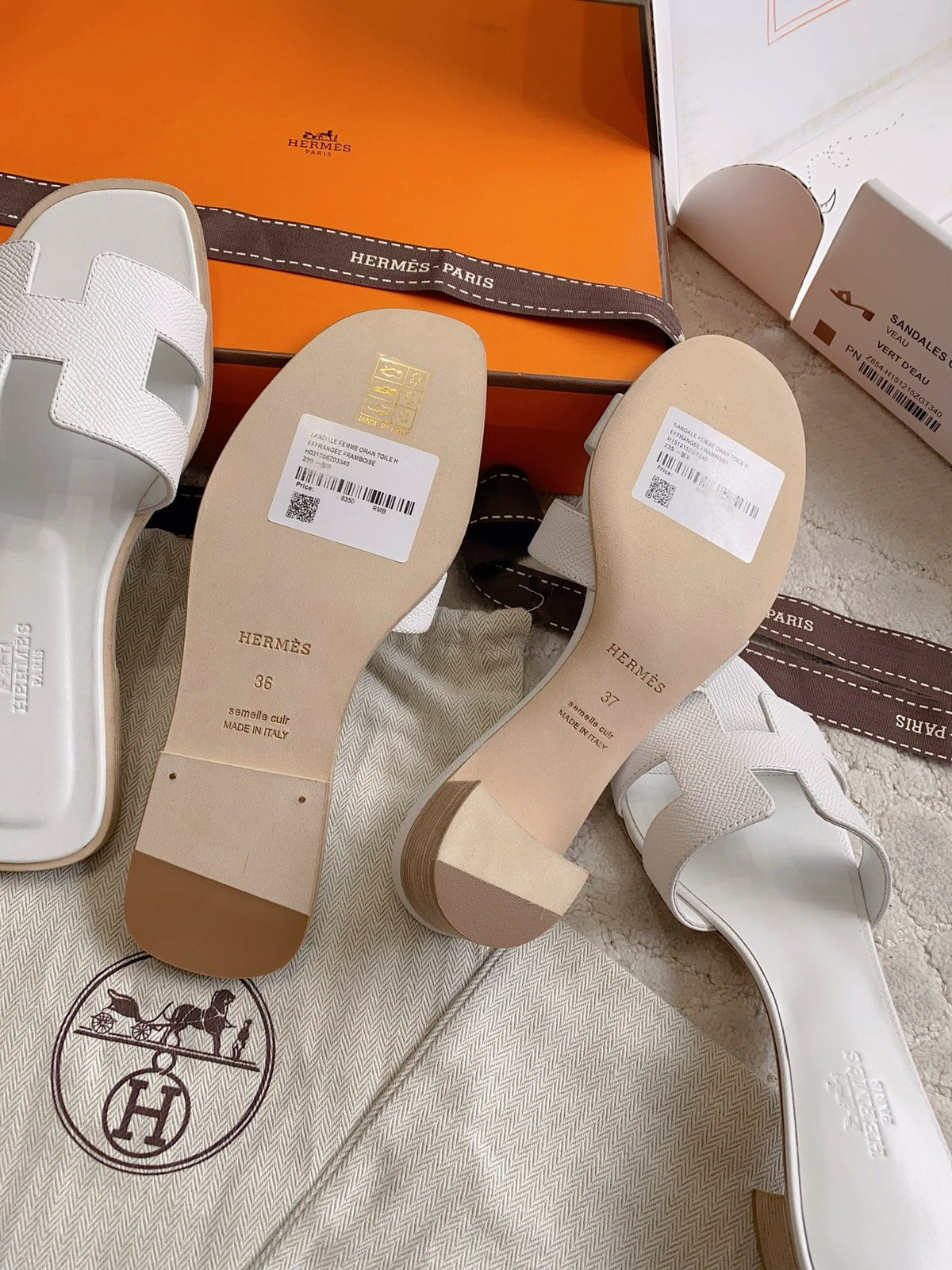 HM 26s Oran Sandal White Espom Goatskin 724276