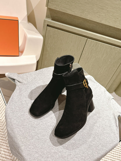 HM Jill Ankle Boot 65mm Black Suede  974679