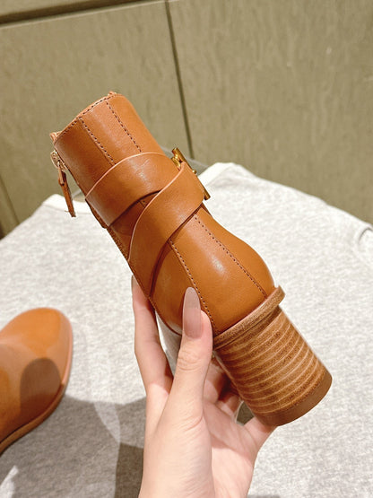 HM Jill Ankle Boot 65mm Brown Orange Calfskin 974682