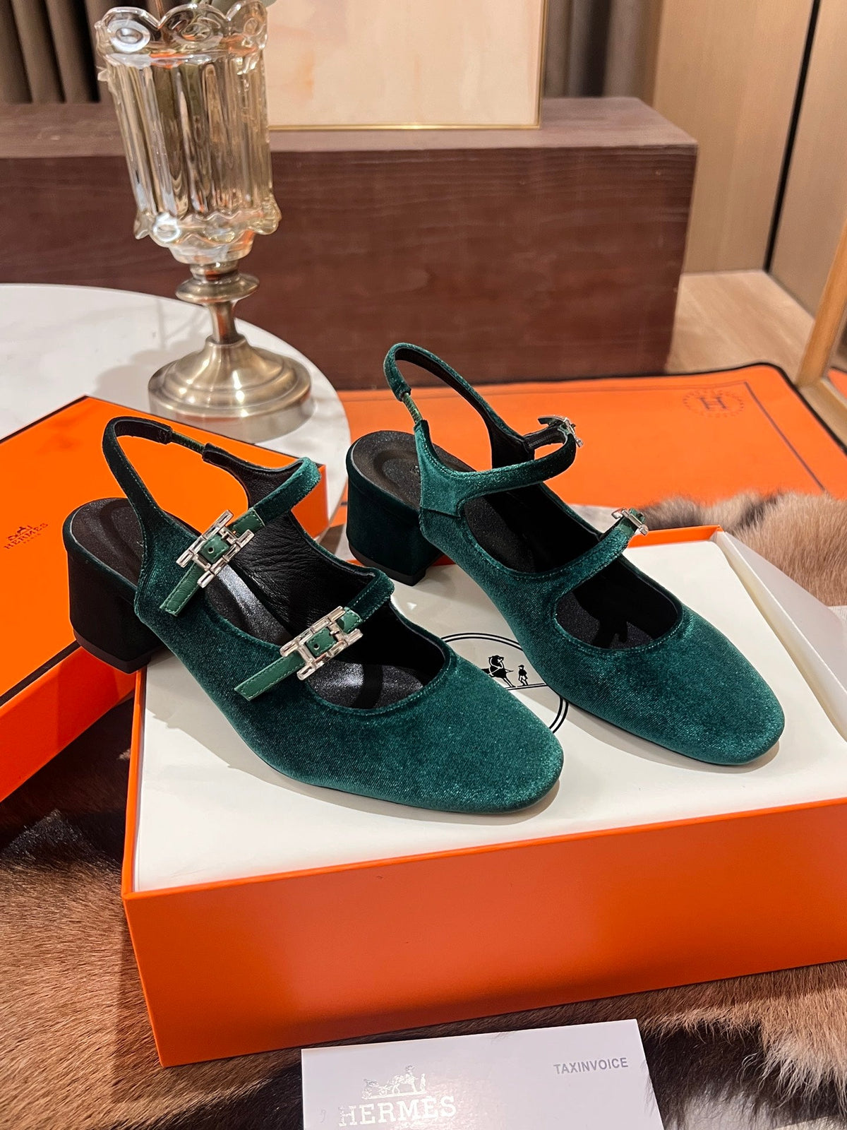HM Jackie 50 Pump Teal Green Velvet 680232