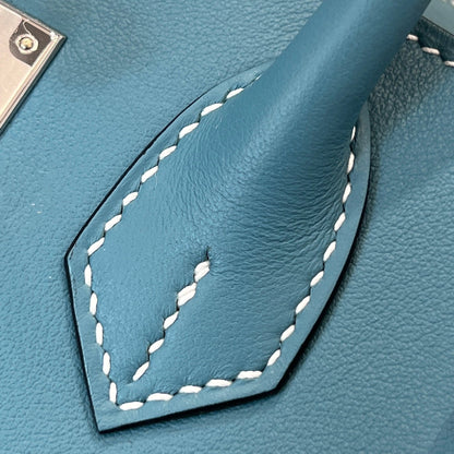 HM Birkin 𝟐𝟓 𝐒𝐰𝐢𝐟𝐭 Blue & Pearl Gray Cowhide  Grayiver Hardware (25day to produce) 270223