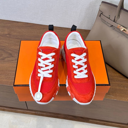HM 26S Bouncing Sneaker In Red mix White Suede Mesh 543809