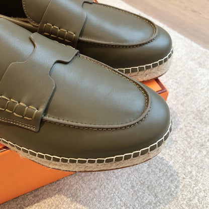HM Trip Espadrille Olive Calfskin