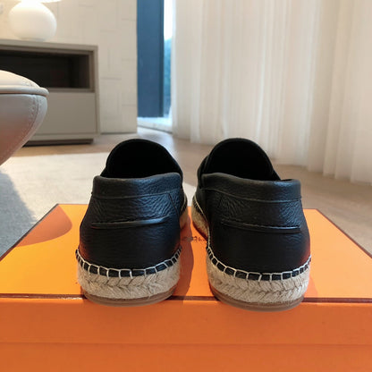 HM Trip Espadrille Black Grained Calfskin