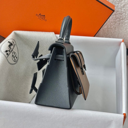 HM Kelly Doll Bag 18cm Fog Gray Epsom Leather 284592