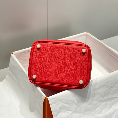 picotin lock red togo leather gold hardware
