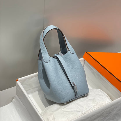 picotin lock light sky blue togo leather silver hardware