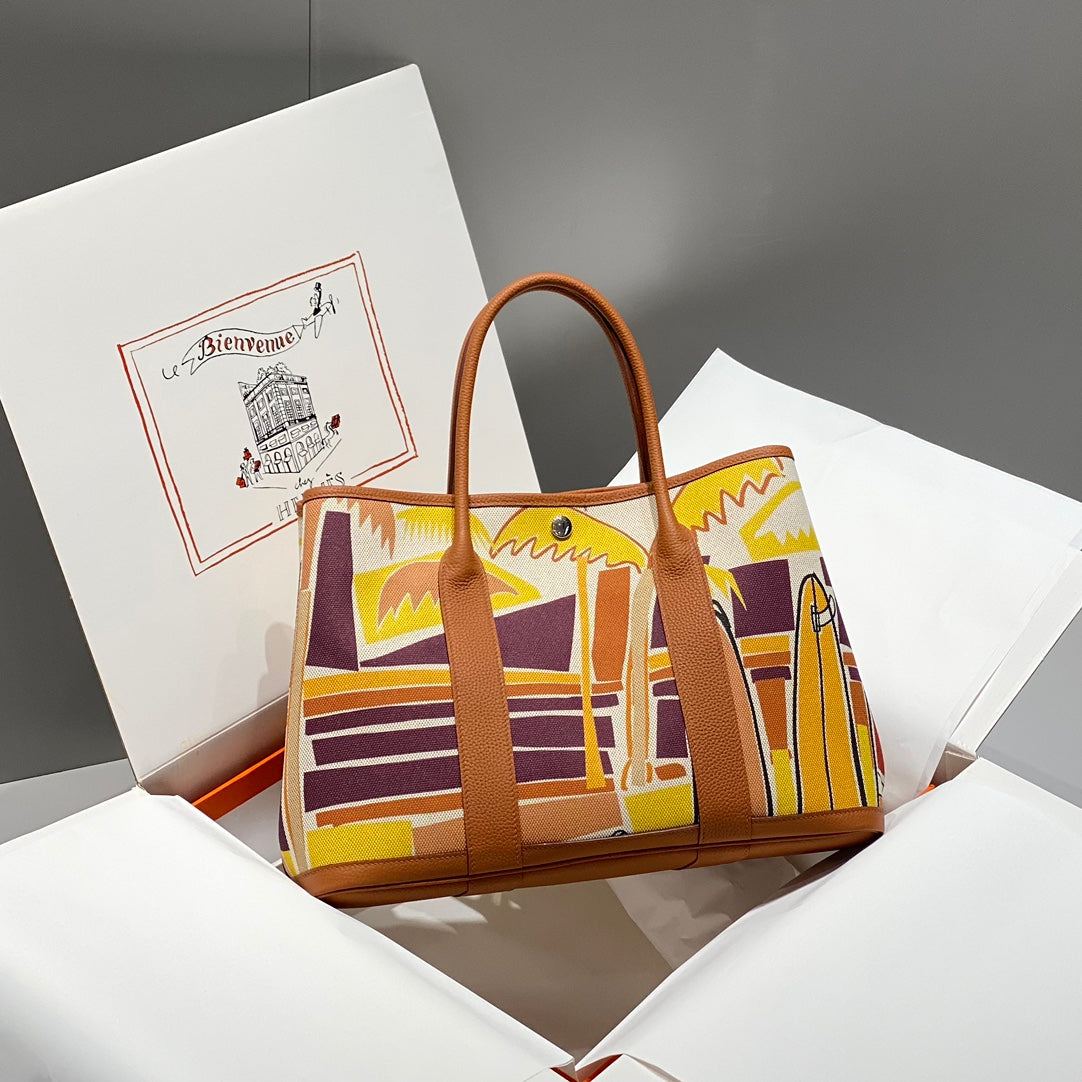 HM Garden Party 36 Multicolor Canvas and Negonda Calfskin 243397