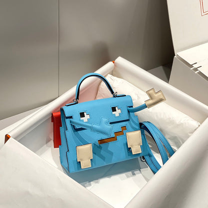 HM Kelly Doll Picto Bag Blue Sky White Togo Leather 269991