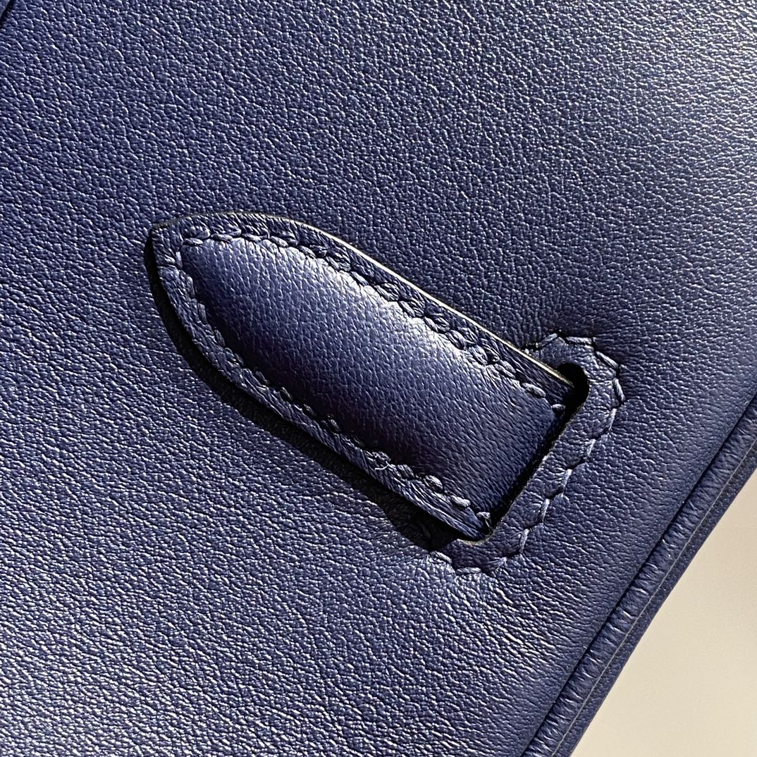 HM Shoulder Birkin 29 Navy Blue Brown Leather 222344