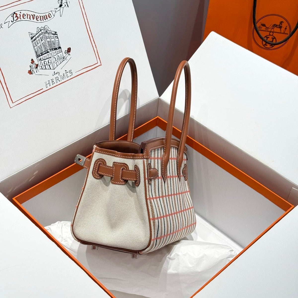 HM Shoulder Birkin 29cm Gold Brown Swift Cowhide Toile H Shw 249926