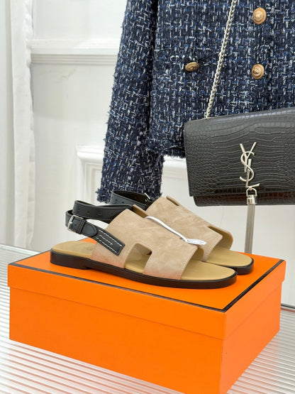 HM Maya Sandal  Dark Khahi Suede Leather 642794