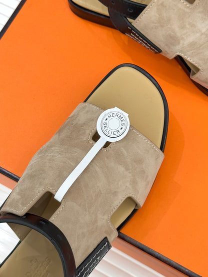 HM Maya Sandal  Dark Khahi Suede Leather 642794