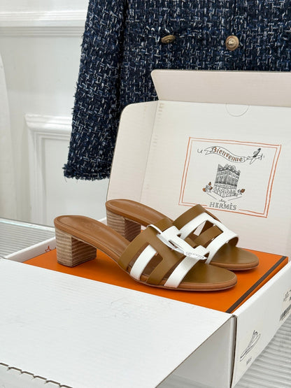 HM 26s Strappy Sandals Brown White Sheepskin 905790