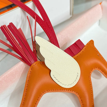 HM Rodeo Pegase PM Charm Red Orange Cream Lambskin