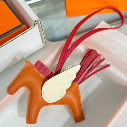 HM Rodeo Pegase PM Charm Red Orange Cream Lambskin