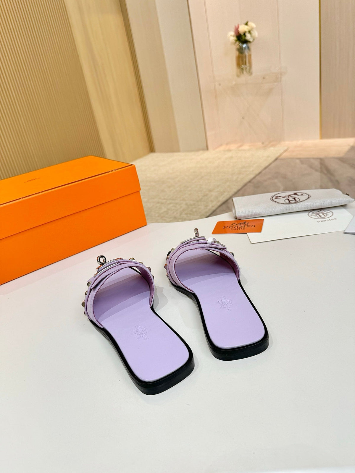 HM 26s Giulia Sandal In Purple Suede Calfskin Silver Hardware