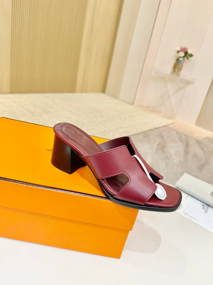 HM 26s Helia Sandal 70mm In Dark Red Calfskin