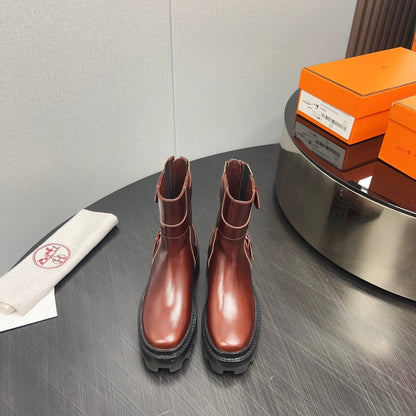 HM Jaimy Ankle Boot 30mm In Red Brown Cowhide 952475
