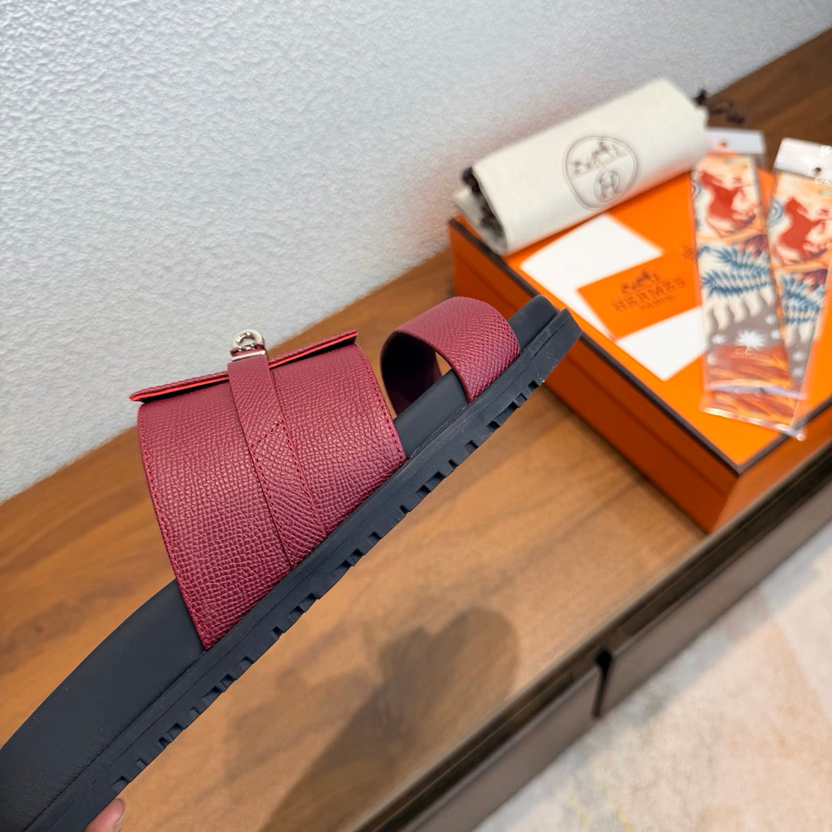 HM Jackson Sandals Burgundy Espom Leather 707171