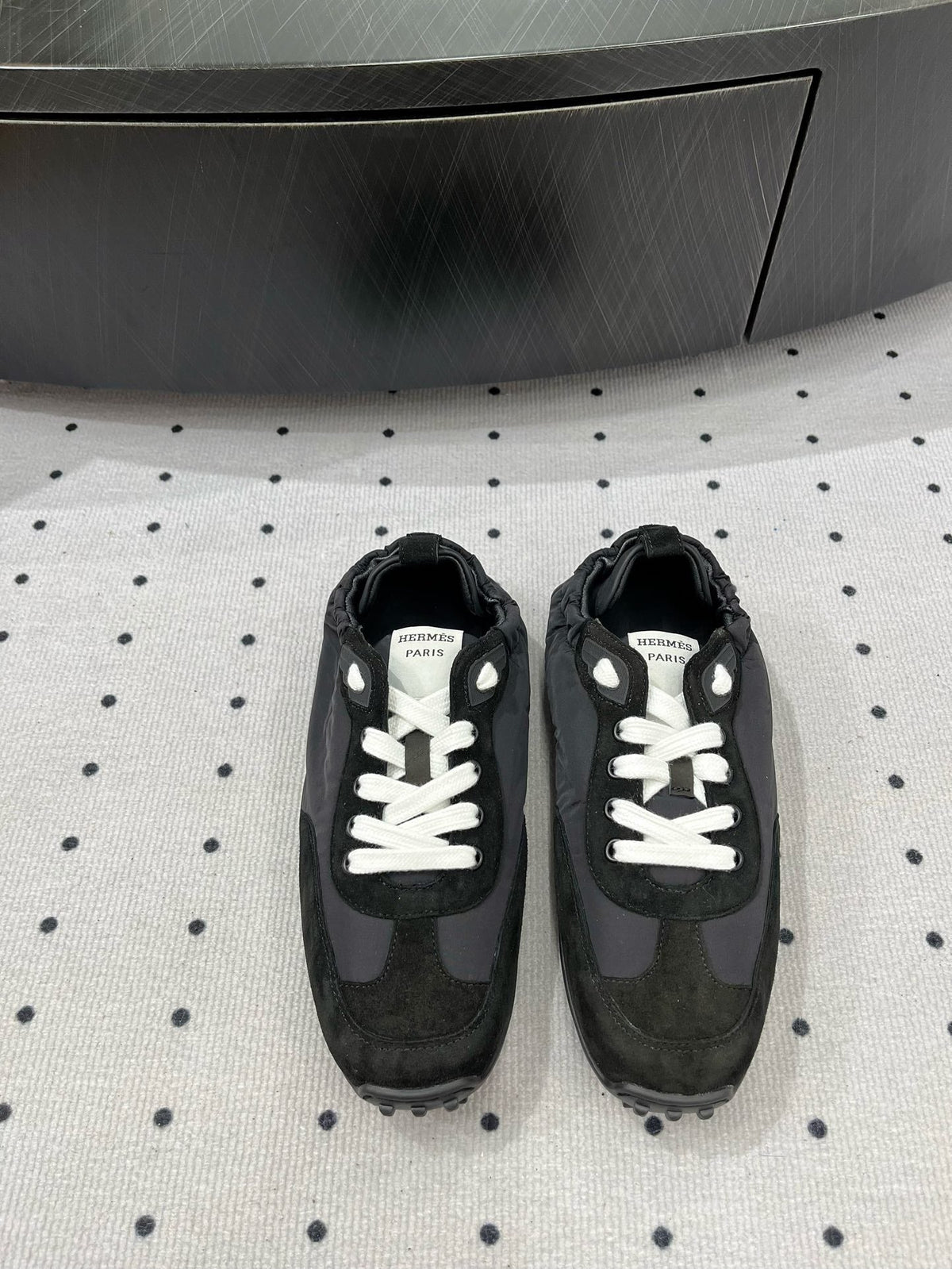 HM Sneaker 10mm In Black Grey Suede And Windbreaker Fabric  954752