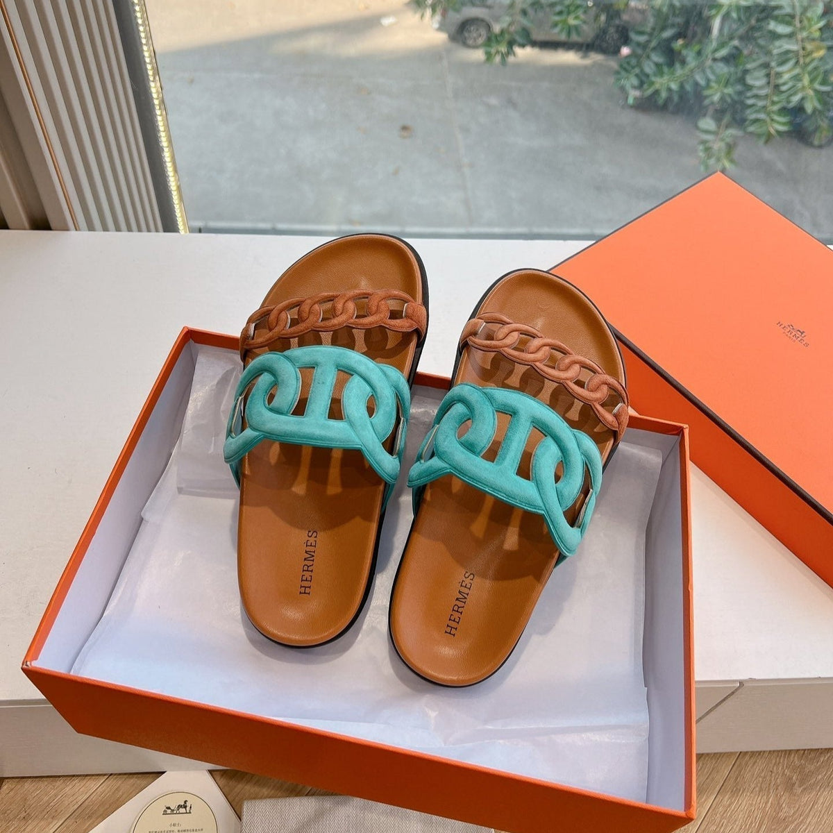 HM 25 Extra Sandal Blue Gold Calfskin