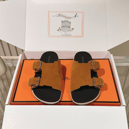 HM 26s Double Buckle Birkenstock Sandals Tan Suede 968908