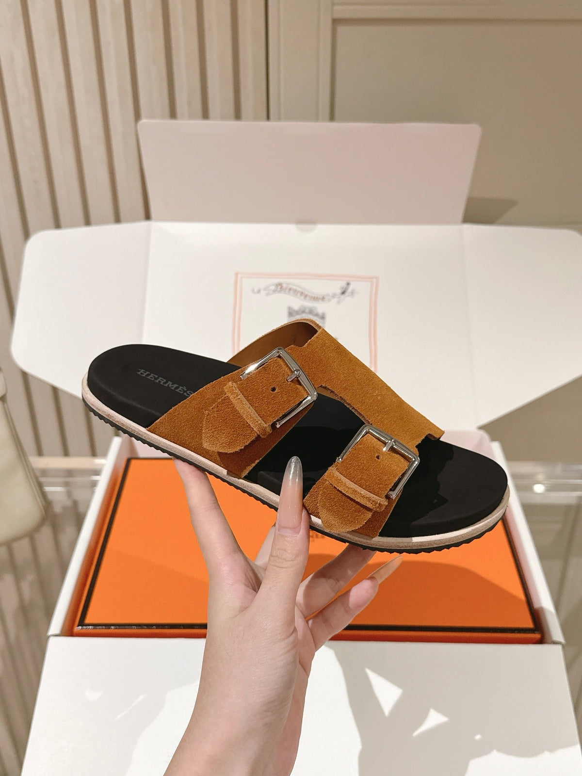 HM 26s Double Buckle Birkenstock Sandals Tan Suede 968908