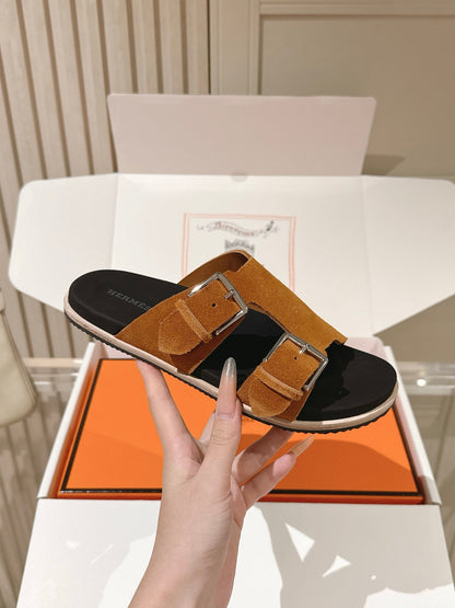 HM 26s Double Buckle Birkenstock Sandals Tan Suede 968908