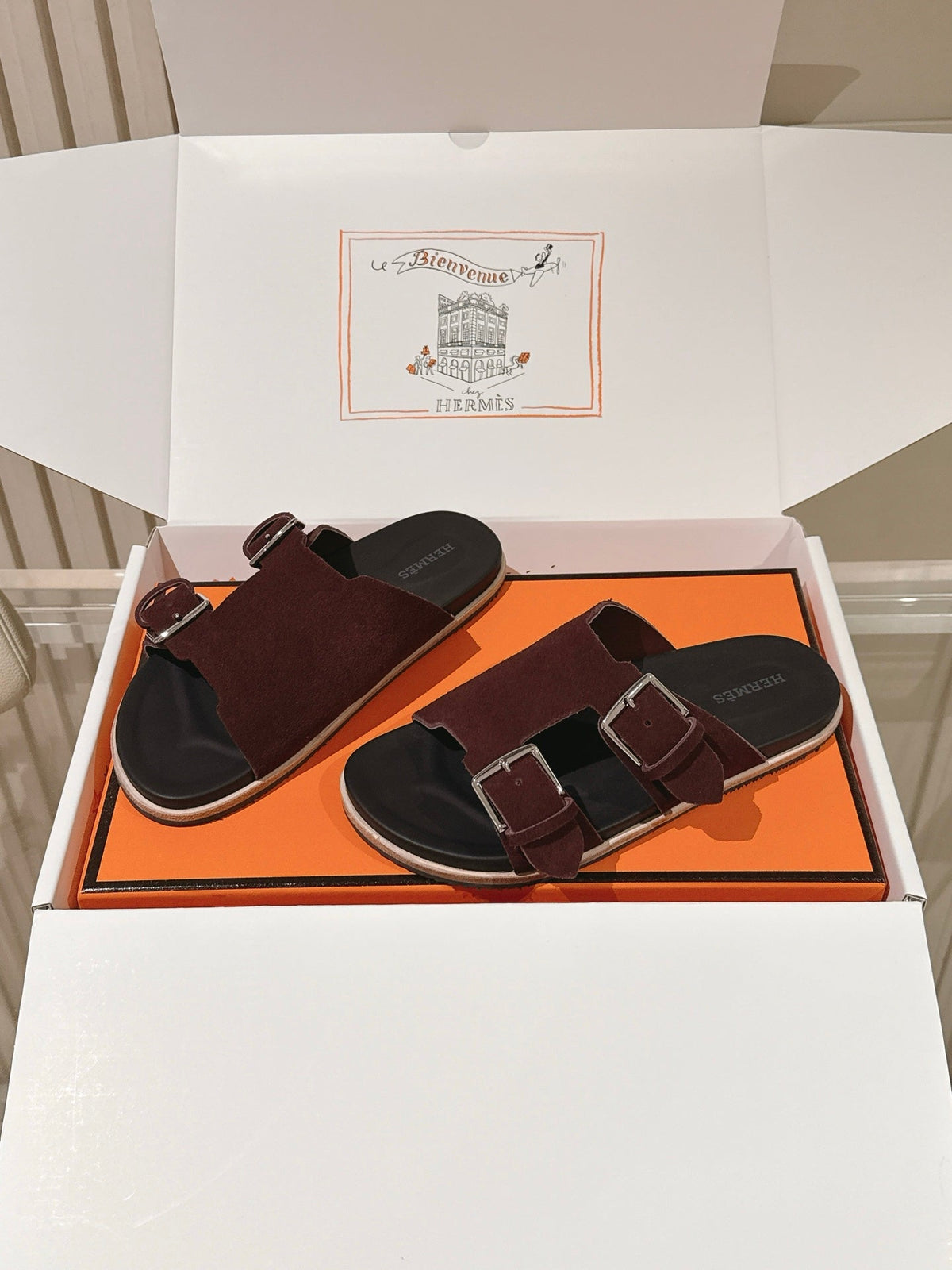 HM 26s Double Buckle Birkenstock Sandals Deep Brown Suede 968905