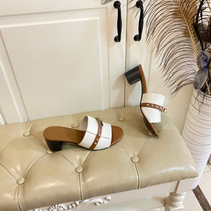 HM Giulia 50 Sandal White Bronw Calfskin