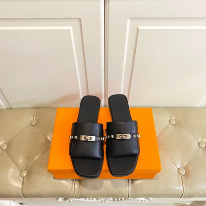 HM Giulia Sandal Black Calfskin