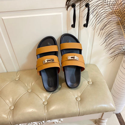 HM Jackson Sandal Brown Orange Cowhide 958030