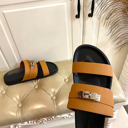 HM Jackson Sandal Brown Orange Cowhide 958030
