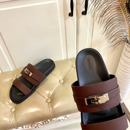 HM Jackson Sandal Dark Plum Cowhide 958034