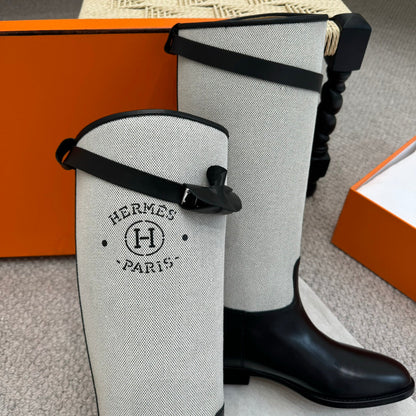 HM Jumping Boot In White Mix Black Calfskin And Mesh Fabric  973841