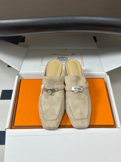 HM Blossom Mule 65mm Khaki Suede 902904