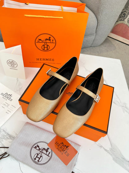 Jane Ballet Flat Gold Calfskin 214067