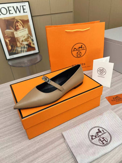 Kiara Slingback Flat Brown Calfskin 214055