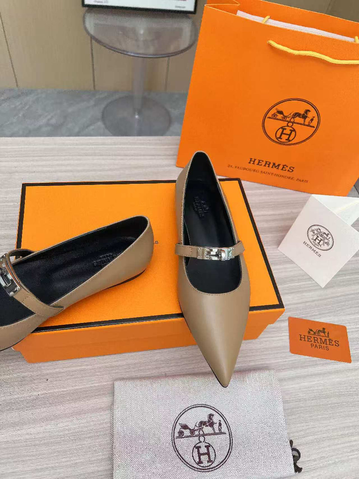 Kiara Slingback Flat Brown Calfskin 214055