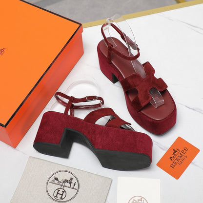 HM Jam 70 sandal In Burgundy Suede 120315