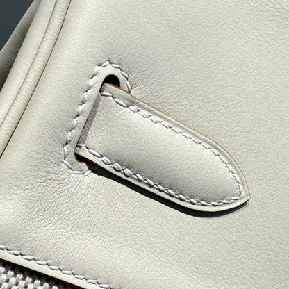 HM Birkin 25 Milkshake White Canvas with Swift Leather Silver Hardware 237310