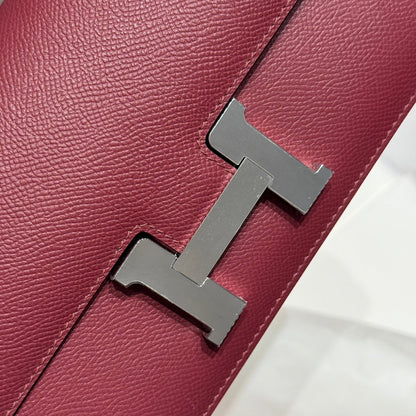 HM Constance Elan 24cm Bag Burgundy Epsom Leather Silver Hardware