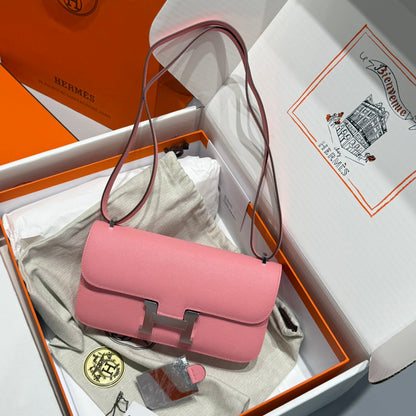 HM Constance Elan 24 Salmon Pink Epsom Silver Hardware 237347