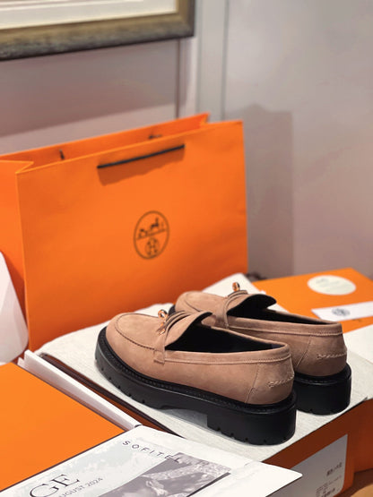 HM Icone Loafer In Light Coral Pink Suede 100106